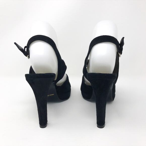 Rangoni  Black Suede High-Heel Strap Sandals Cutout 7.5W - Picture 4 of 7